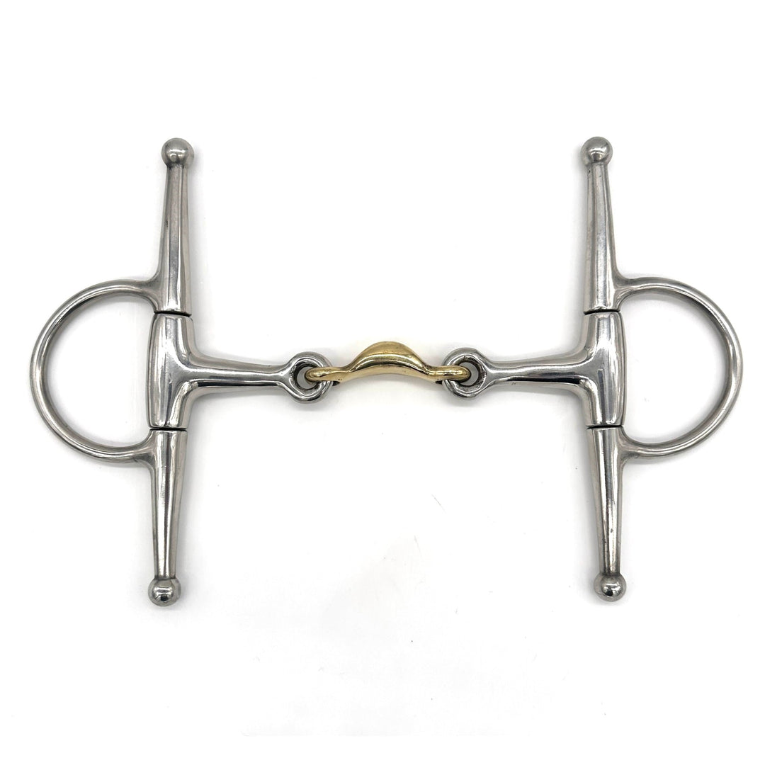 Double Jointed Brass Quarter Moon Full Cheek Bit – AJR Sport
